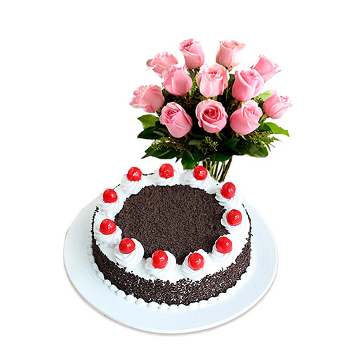Black Forest with Pink Roses