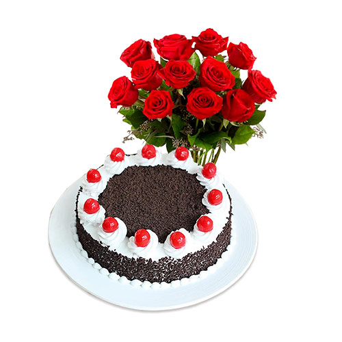 Black Forest with Red Roses