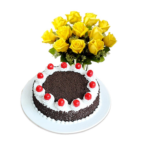 Black Forest with Yellow Roses