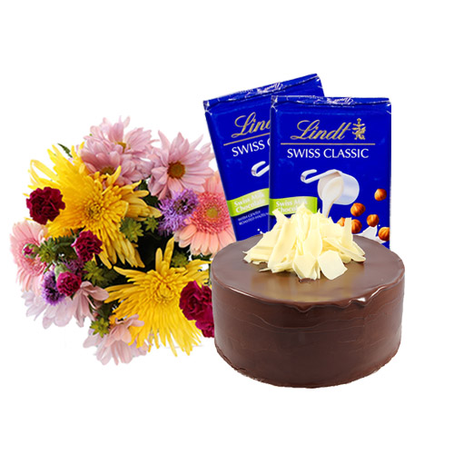 Dark Choco Cake with Flowers and Chocolate  