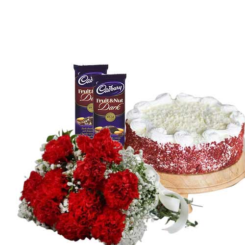 Red Velvet Cake with Flowers