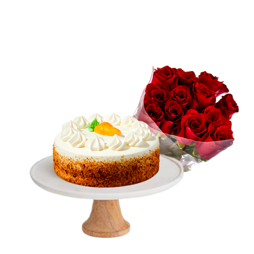 Red Roses with Carrot Cake