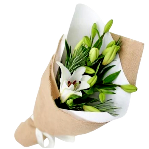 Small size white Asiatic Lilly Bouquet